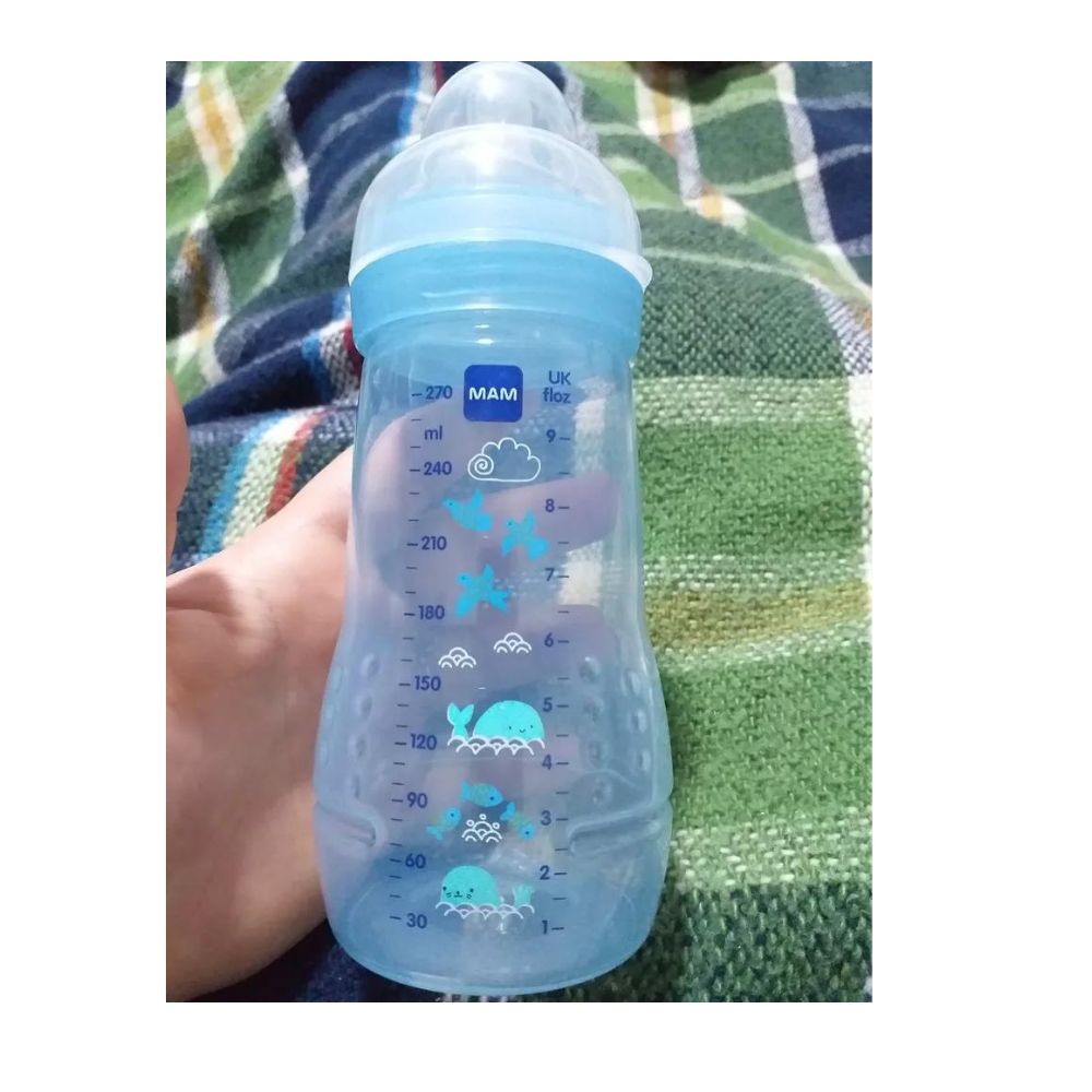 Mamadeira Easy Active Bico 4m+ Azul 330ml - Mam Animais