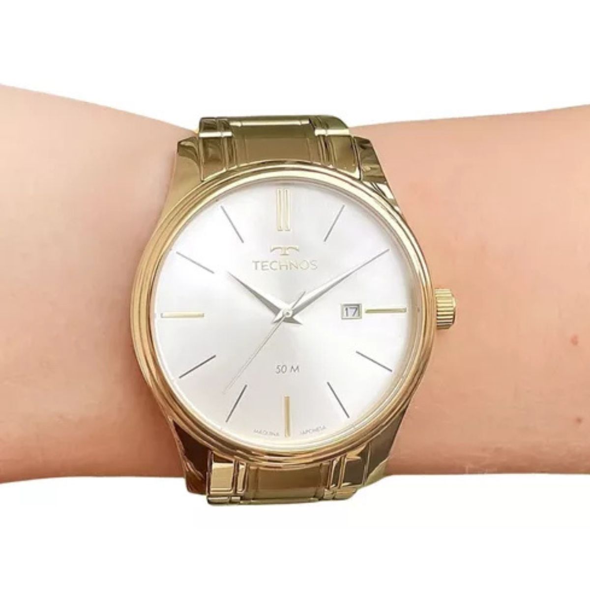 Relógio Technos Dourado Masculino Steel Homem prova d'água
