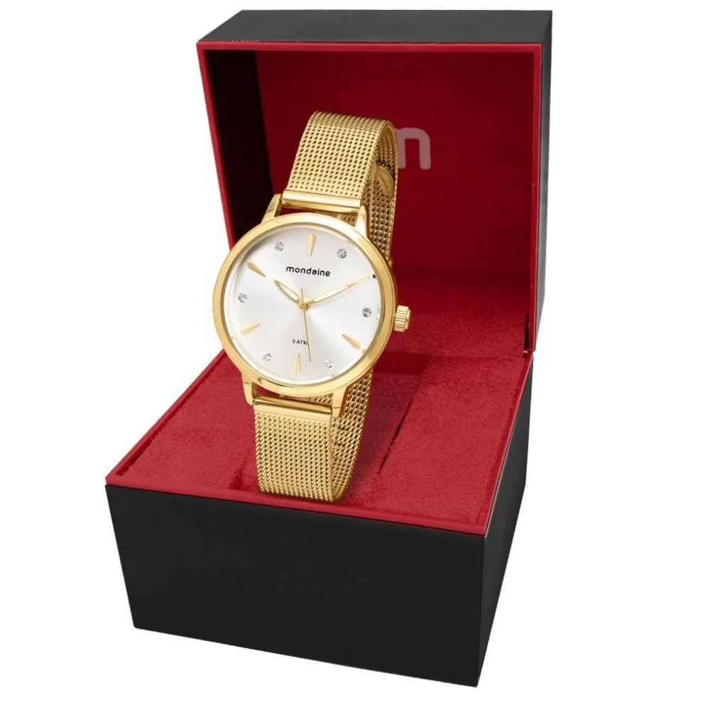 Relógio Mondaine Feminino Dourado À Prova D'água 50m