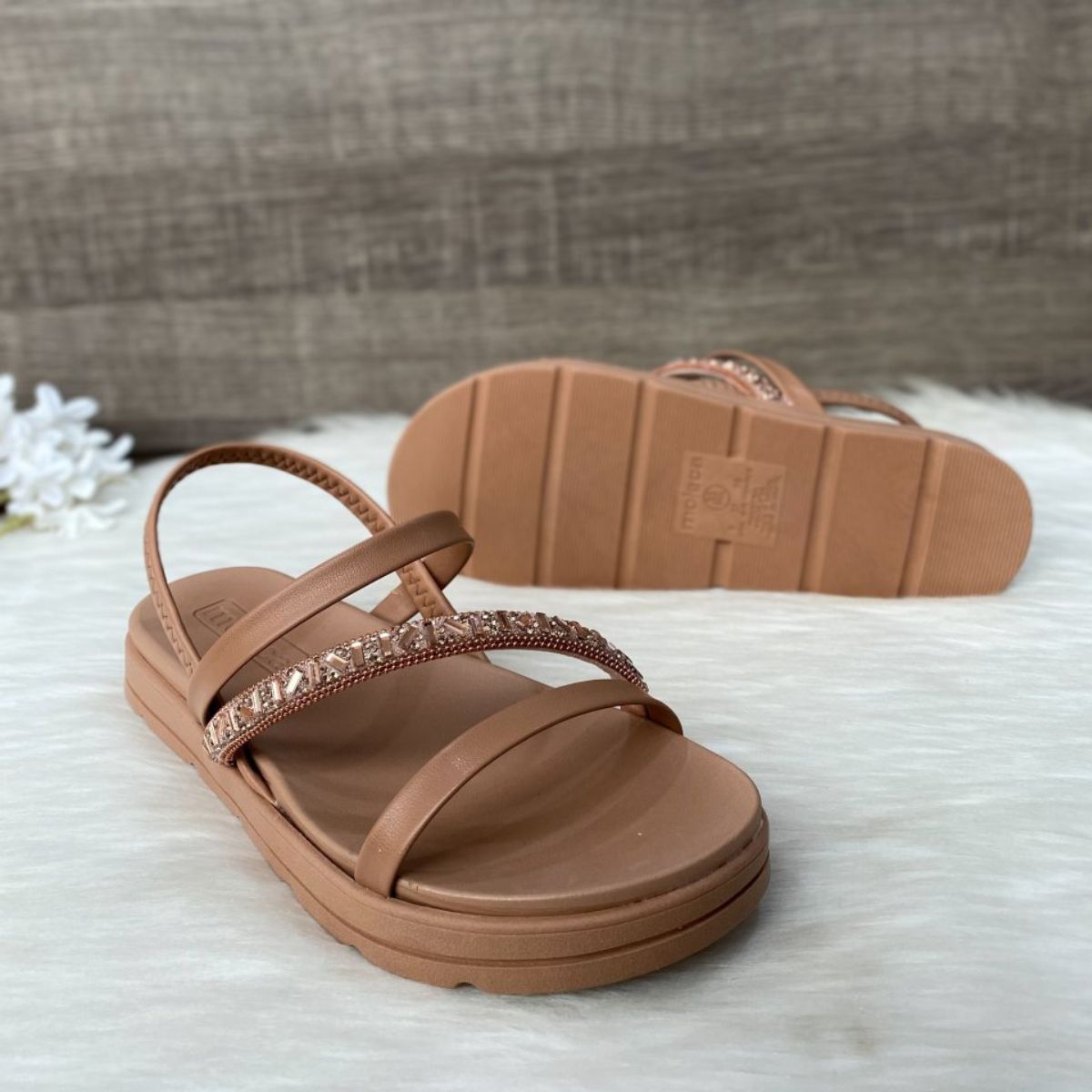 Sandália Plataforma Salto Flatform Conforto Moleca Papete