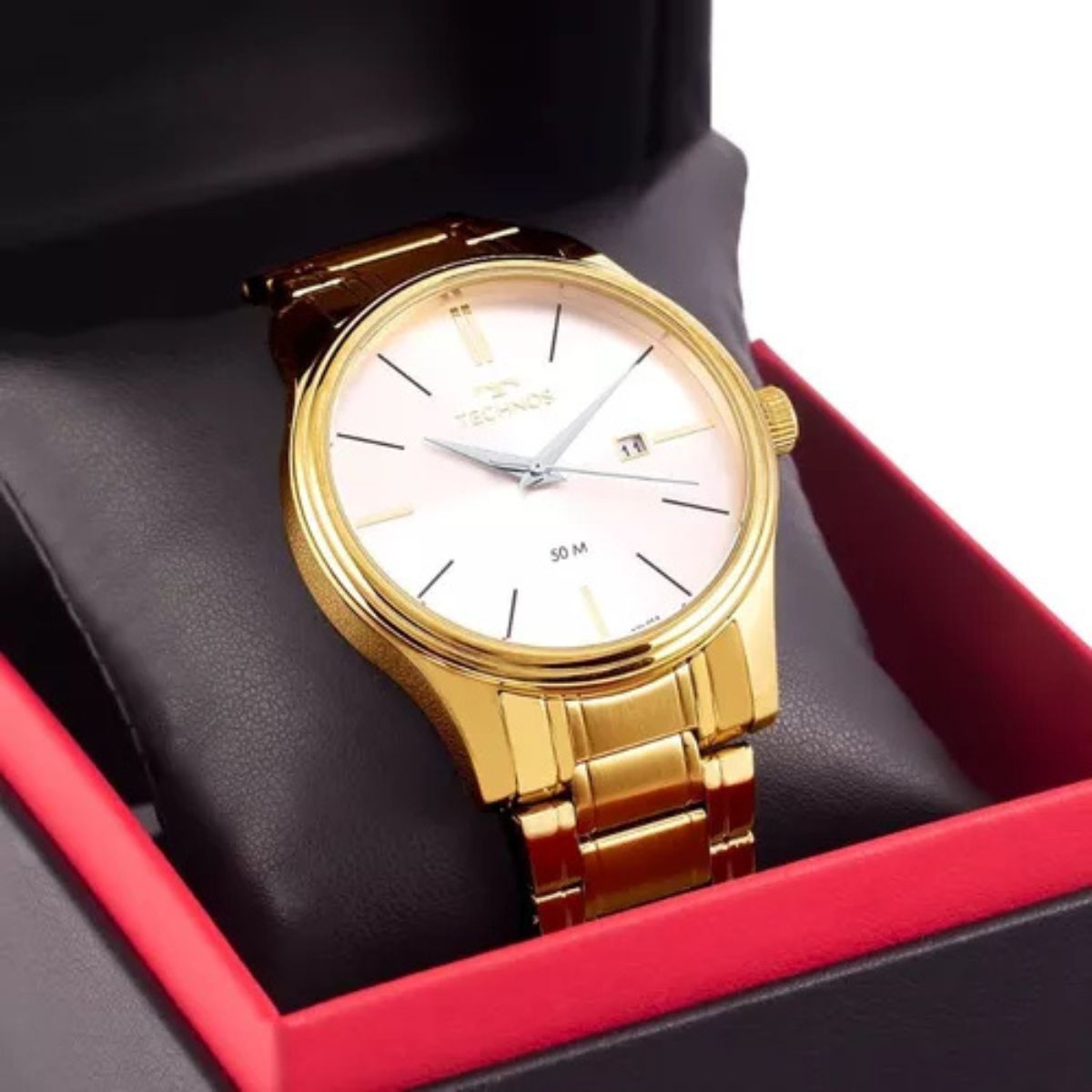 Relógio Technos Dourado Masculino Steel Homem prova d'água
