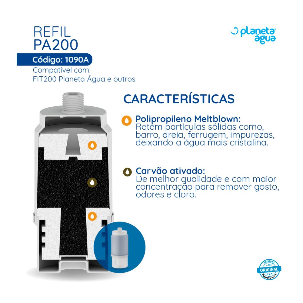 Filtro Refil PA200 Planeta Água Compatível modelos descrição