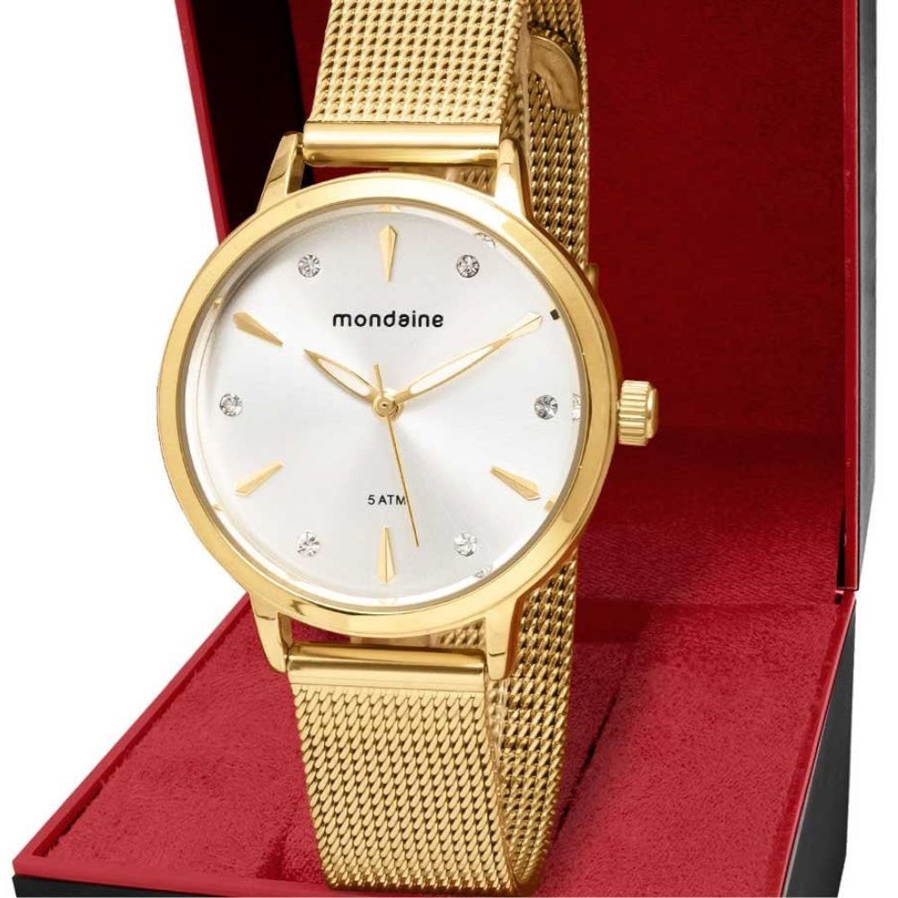 Relógio Mondaine Feminino Dourado À Prova D'água 50m