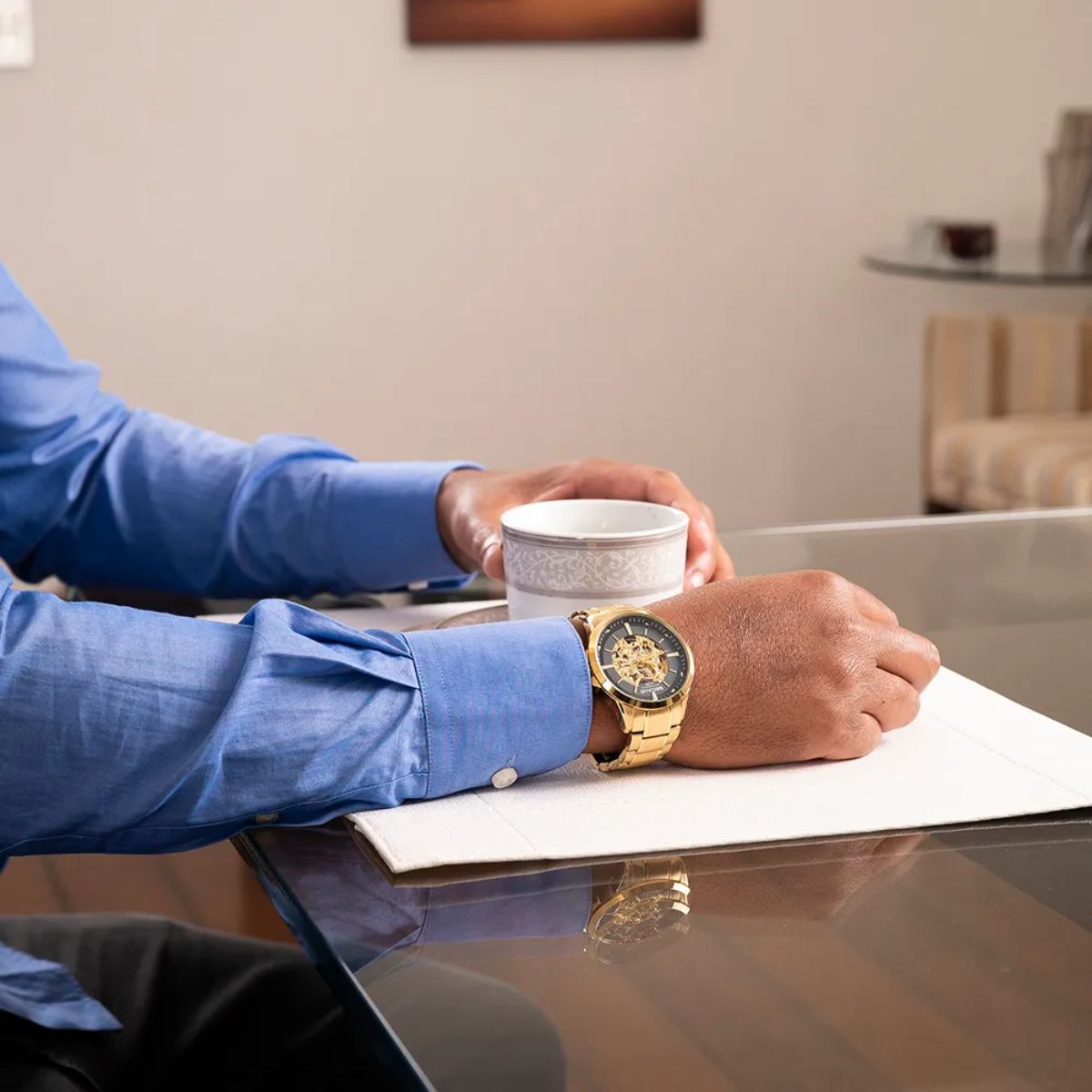 Relógio Masculino Seculus Dourado Automático prova d'água