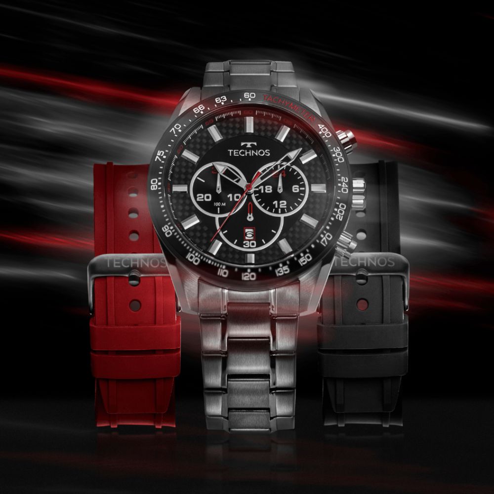 Relógio Technos Ts Carbon Grafite 3 Pulseira Prova de água