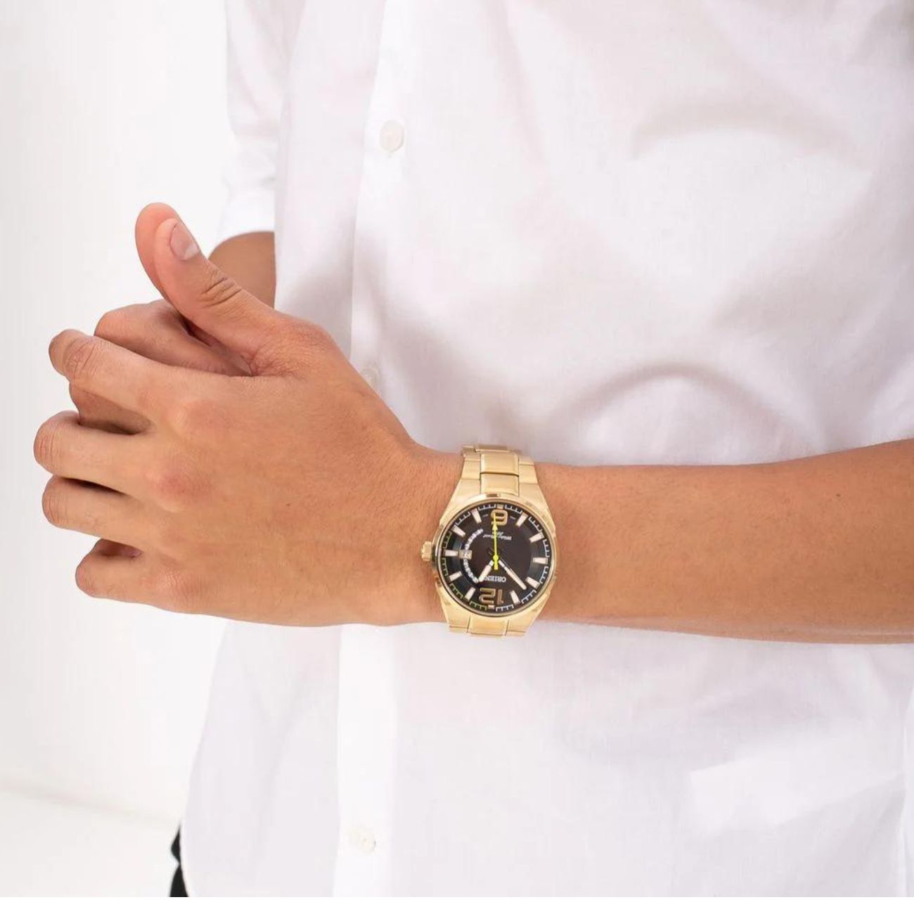Relógio Orient Com Retroiluminação dourado Prova d'água