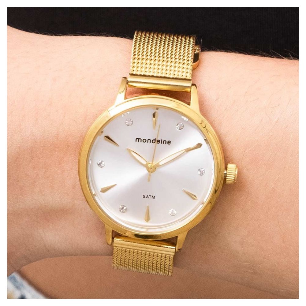 Relógio Mondaine Feminino Dourado À Prova D'água 50m
