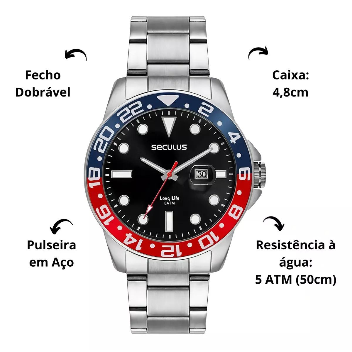 Relógio De Pulso Masculino Seculus Casual Analógico Original