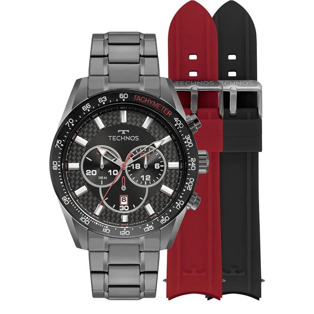 Relógio Technos Ts Carbon Grafite 3 Pulseira Prova de água