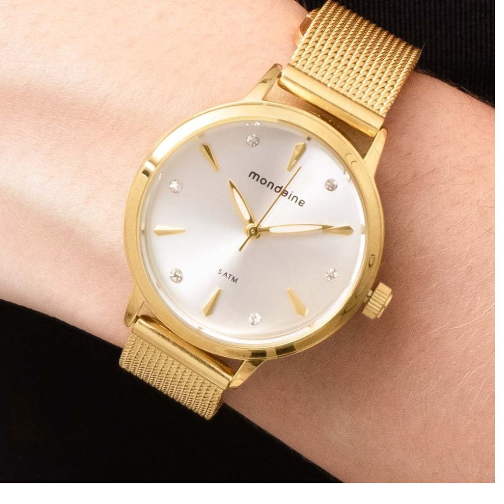 Relógio Mondaine Feminino Dourado À Prova D'água 50m