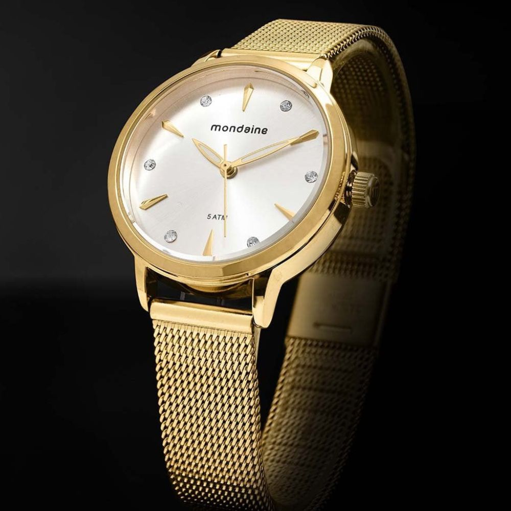 Relógio Mondaine Feminino Dourado À Prova D'água 50m