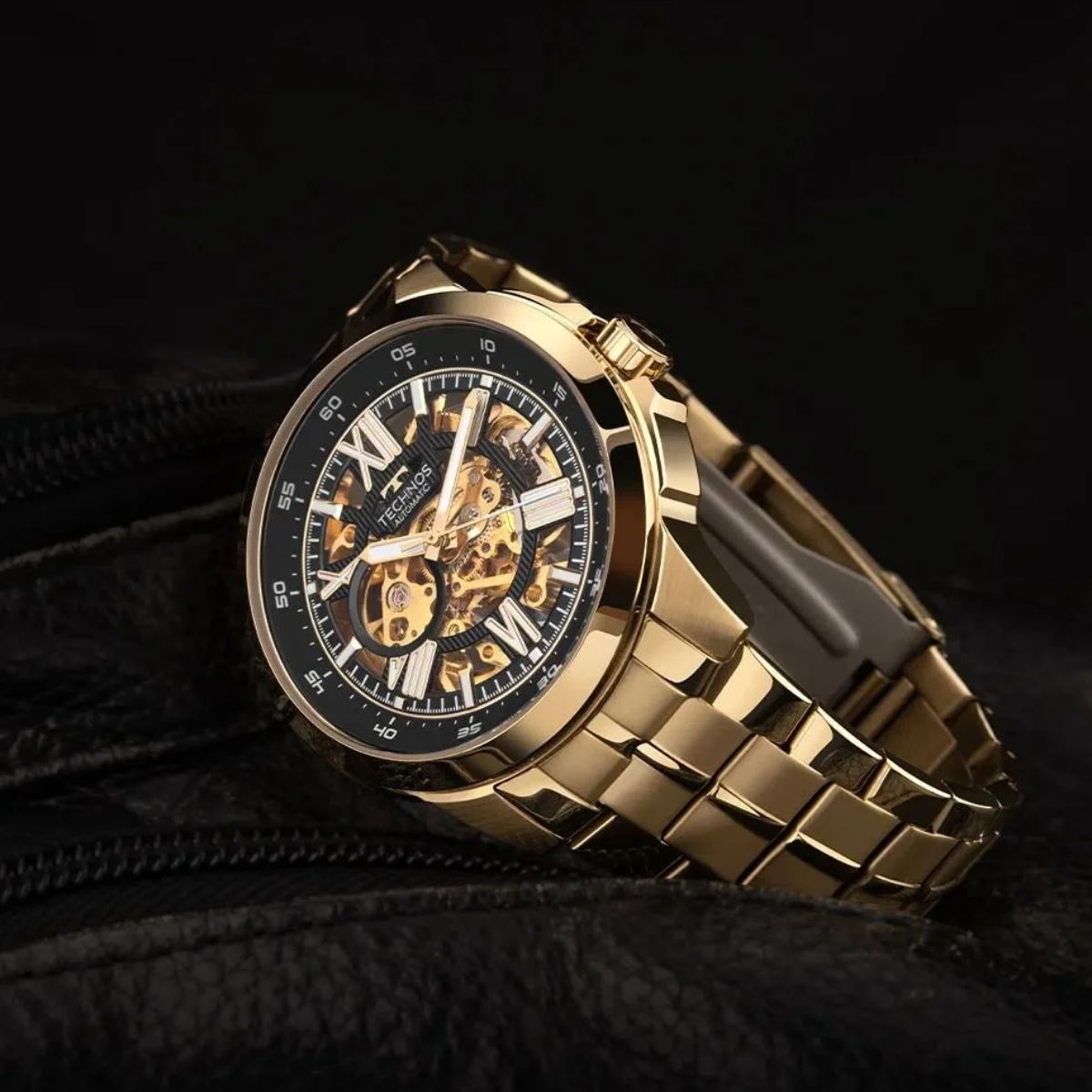 Relógio Masculino Seculus Dourado Automático prova d'água