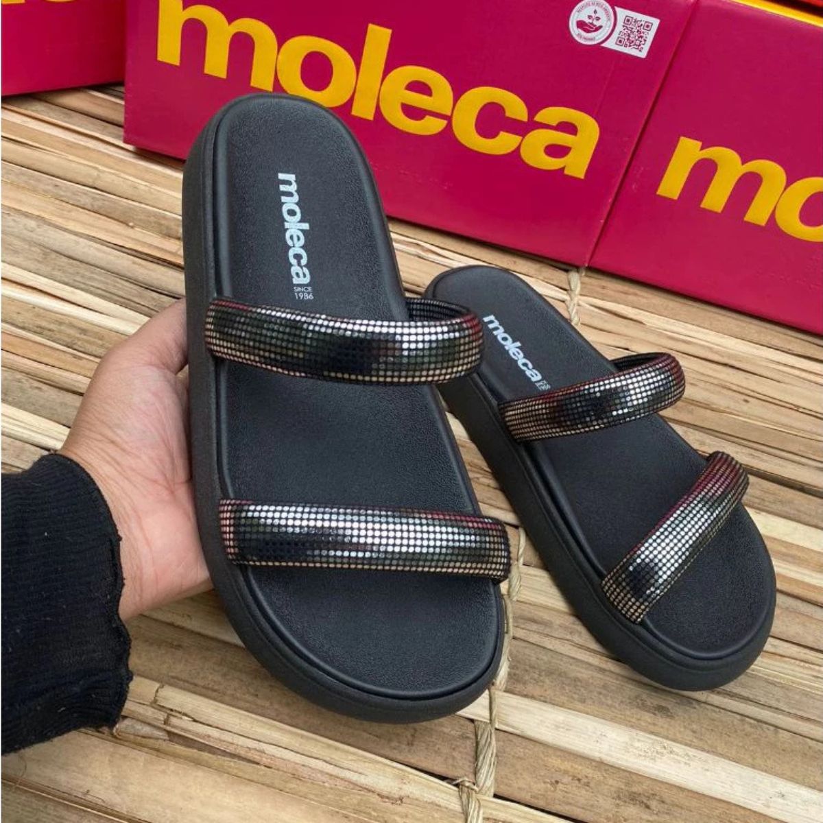 Sandália Papete Moleca Feminina Tiras Brilho Moda Original