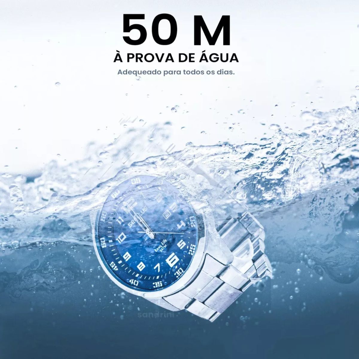 Relógio Seculus Masculino Prateado Original prova d'água