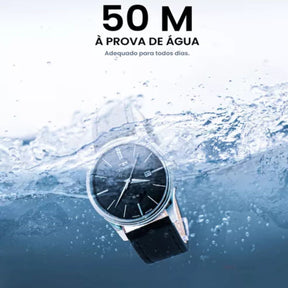 Relógio Technos Masculino Steel Prata Correia Preta Couro