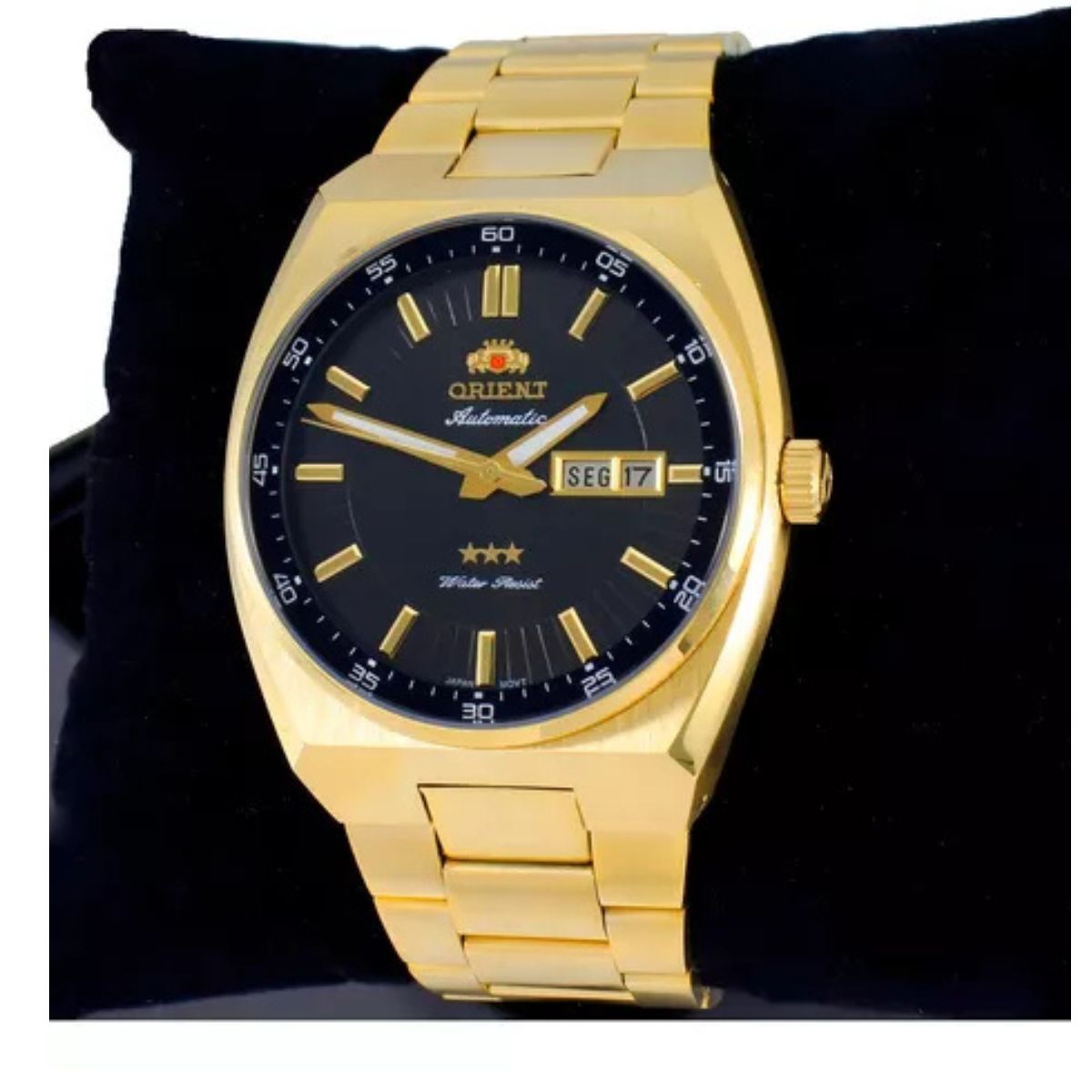 Relógio ORIENT Dourado Masculino Automático Calendário duplo