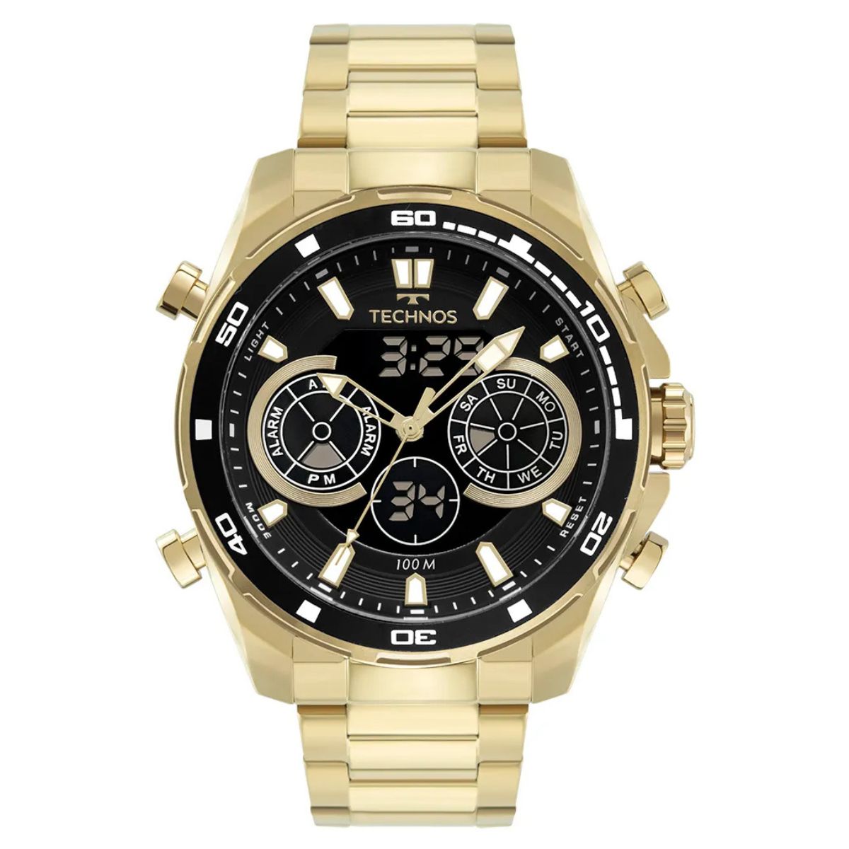 Relógio Masculino Technos Sport Digiana Dourado fundo Preto