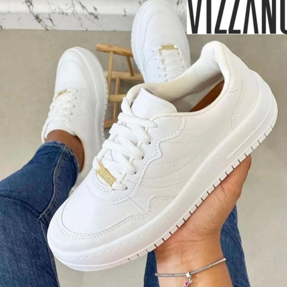 Tênis Casual Conforto Vizzano Flatform Branco Original
