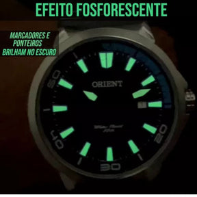 Relógio Masculino Orient Prateado Prova D'água Fosforescente