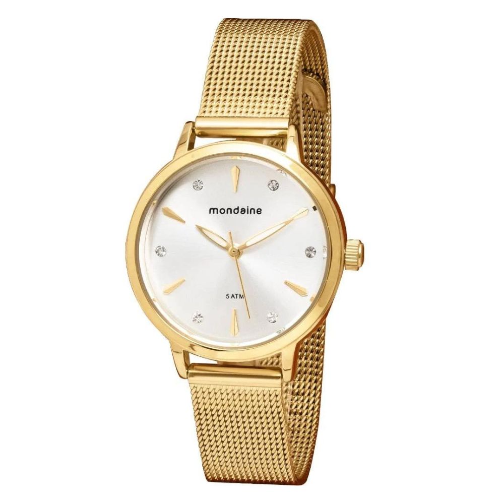 Relógio Mondaine Feminino Dourado À Prova D'água 50m