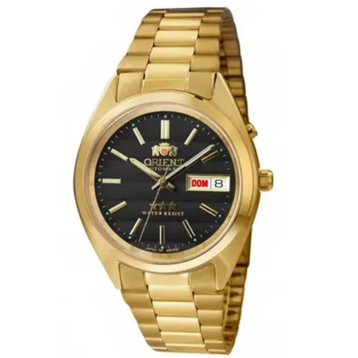 Relógio ORIENT Dourado Masculino Automático Calendário duplo