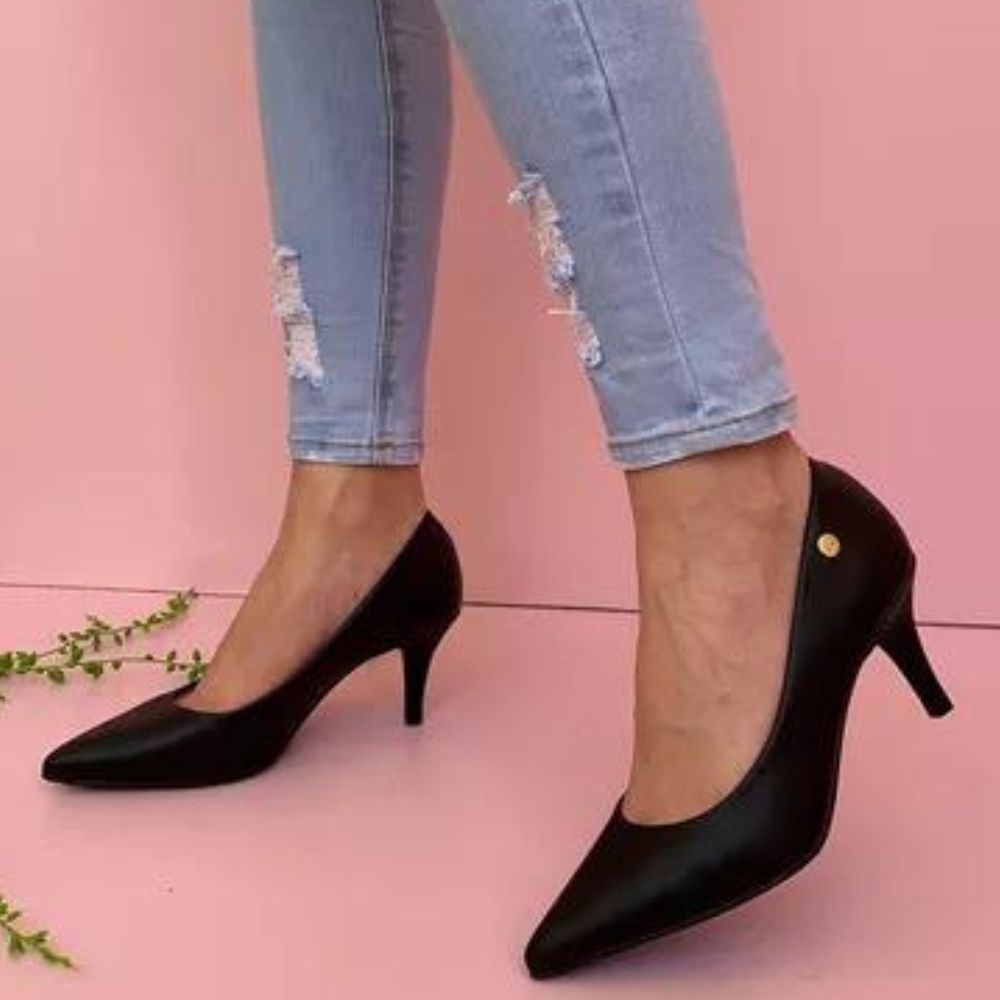 Scarpin Vizzano Feminino Salto Médio Bico Fino