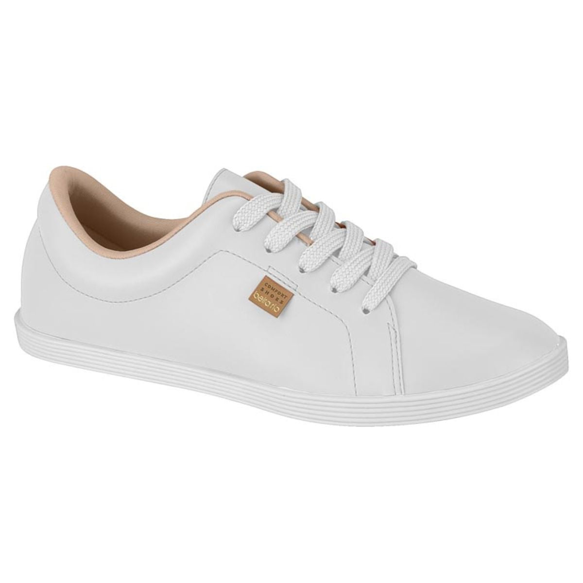 Tênis Sapatenis Feminino Casual Beira Rio Branco Liso Napa Confortável Dia a Dia Original