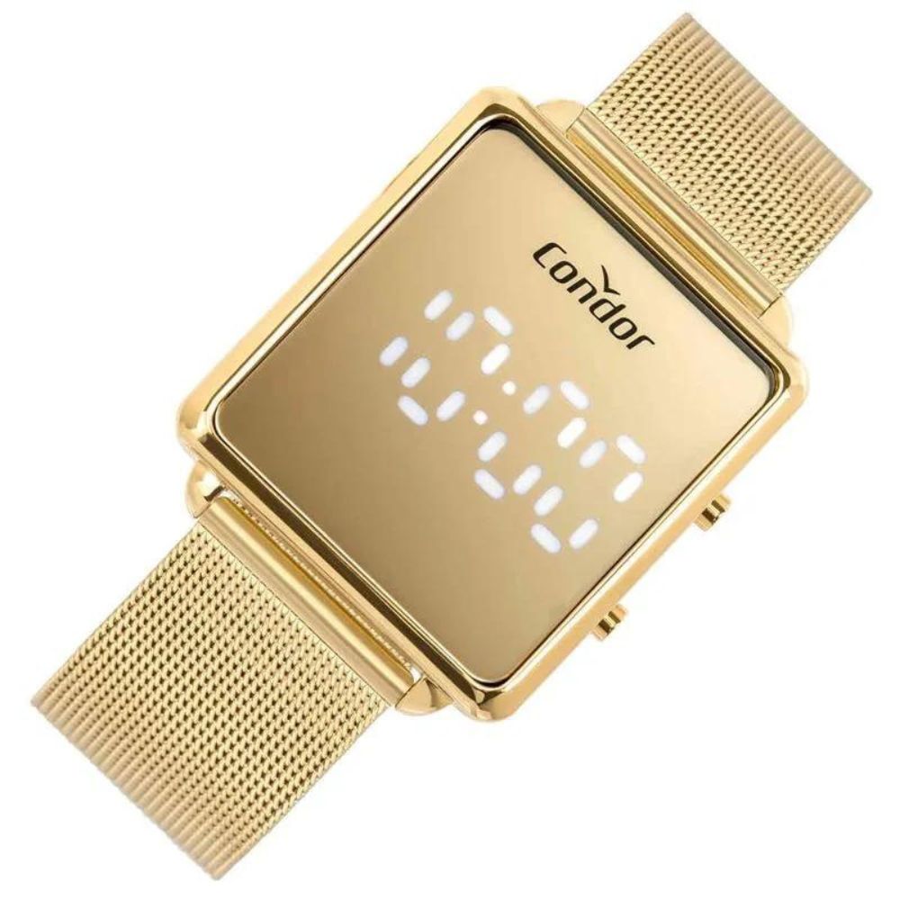 Relógio Feminino Condor Digital Led Dourado Prova d'água