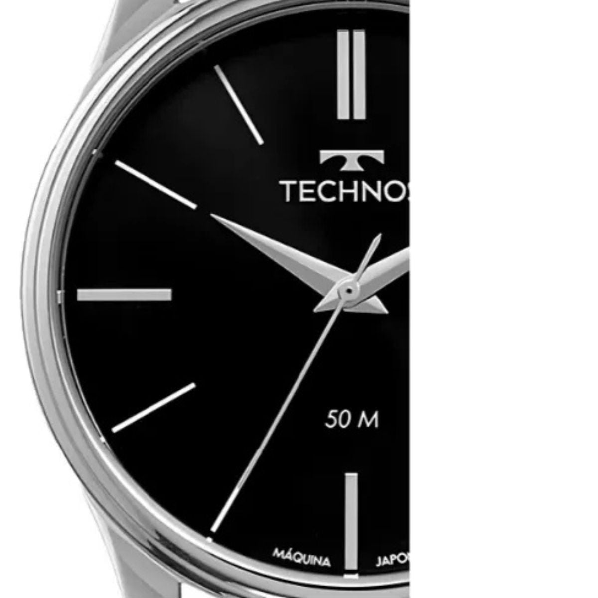 Relógio Technos Masculino Steel Prata Correia Preta Couro