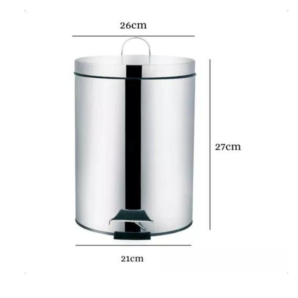 Lixeira Ágata Redonda Inox Pedal Balde Mor 5 Litros Banheiro