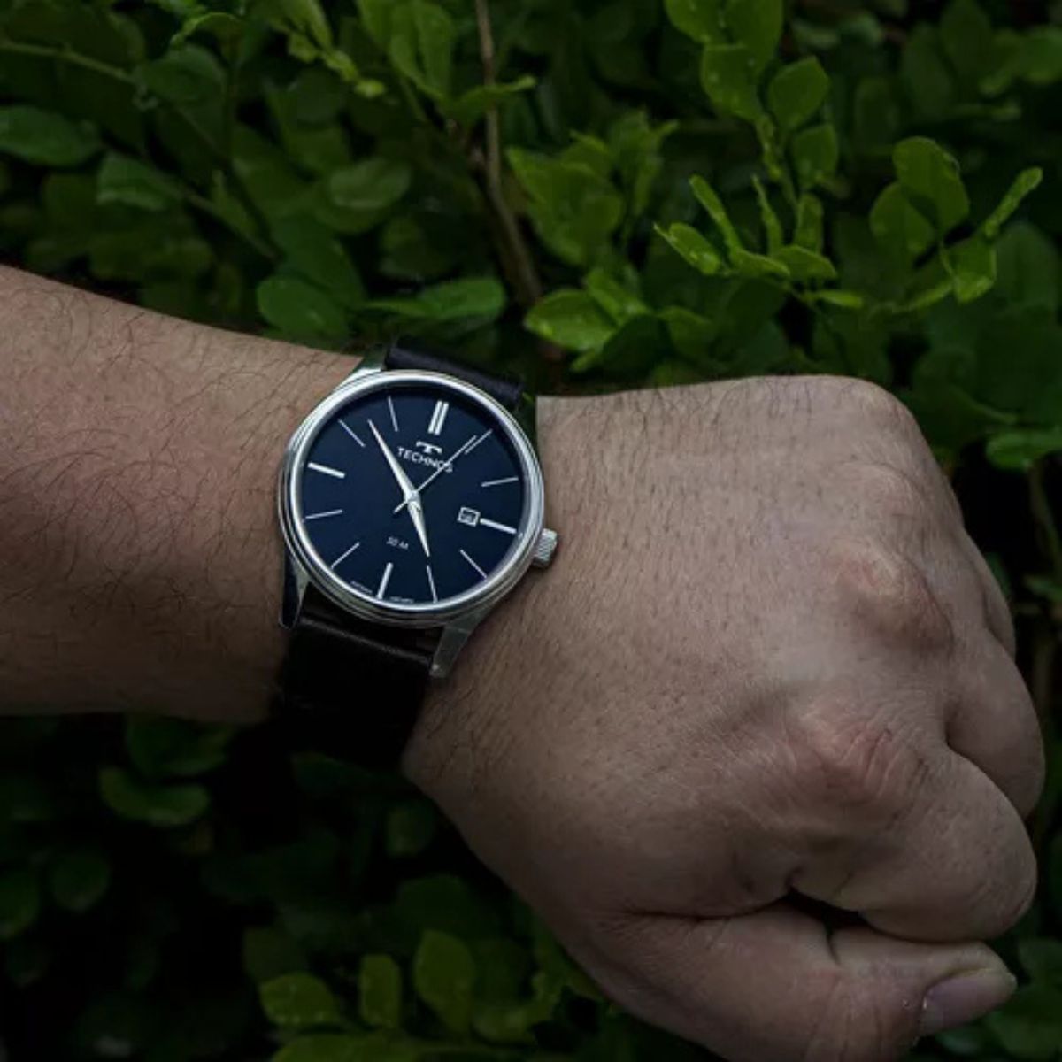 Relógio Technos Masculino Steel Prata Correia Preta Couro