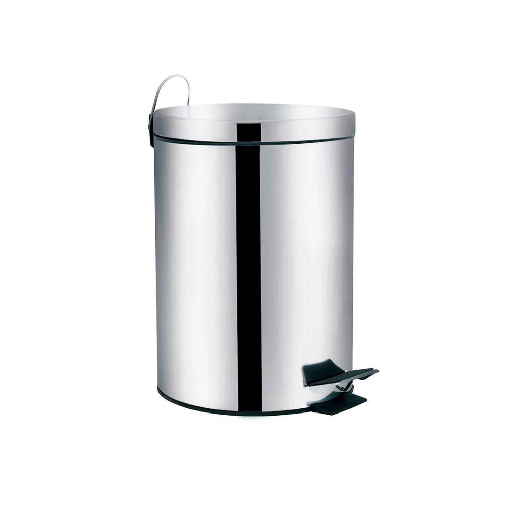 Lixeira Ágata Redonda Inox Pedal Balde Mor 5 Litros Banheiro