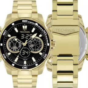 Relógio Masculino Technos Sport Digiana Dourado fundo Preto