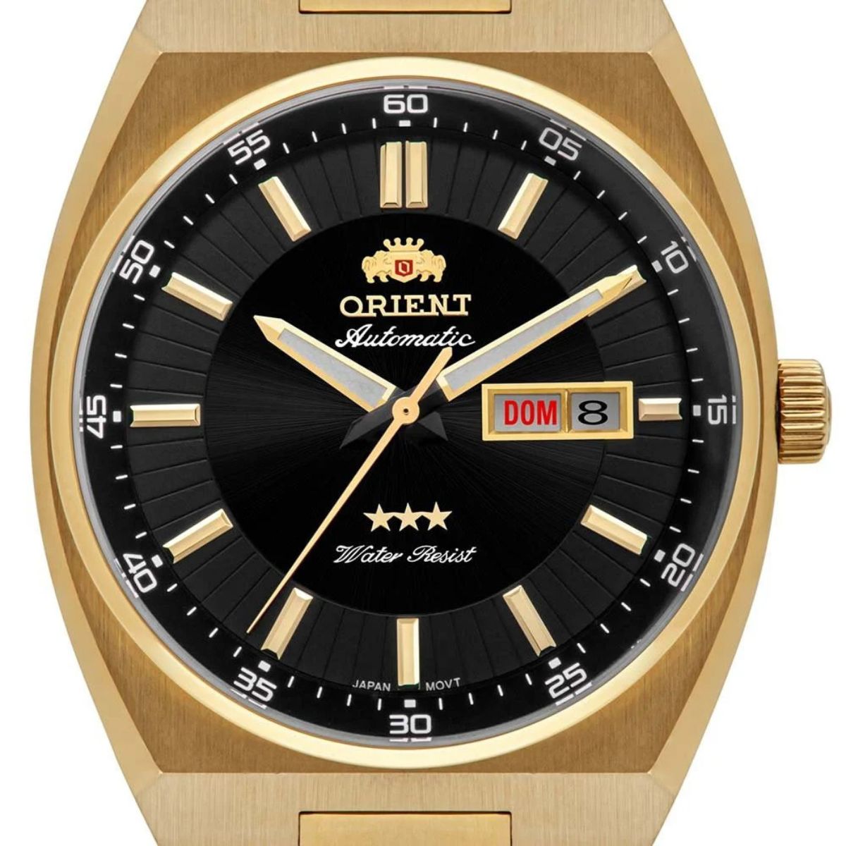 Relógio ORIENT Dourado Masculino Automático Calendário duplo