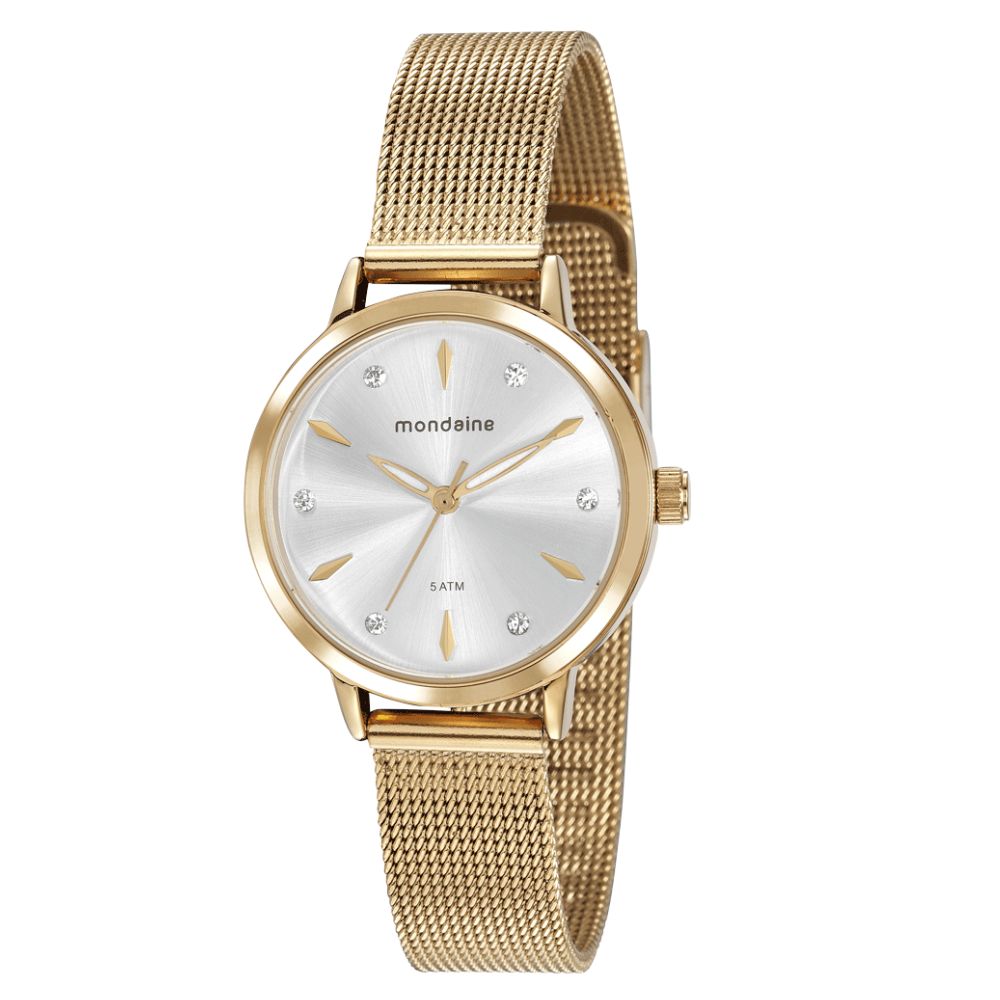 Relógio Mondaine Feminino Dourado À Prova D'água 50m